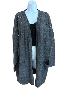 Torrid Charcoal Gray Stud-Accent Button Up Cardigan Size 2